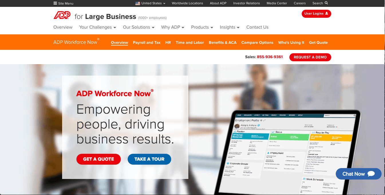 ADP workforce now homepage
